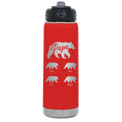 Personalized red 20 oz vacuum insulated water bottle with 'Papa Bear 4 baby bears' design