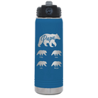 Personalized royal blue 20 oz vacuum insulated water bottle with 'Papa Bear 4 baby bears' design