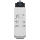 Personalized white 20 oz vacuum insulated water bottle with 'Papa Bear 4 baby bears' design