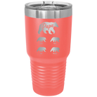 Personalized coral 30 oz vacuum insulated tumbler with 'Papa Bear 4 baby bears' design