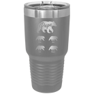 Personalized dark gray 30 oz vacuum insulated tumbler with 'Papa Bear 4 baby bears' design