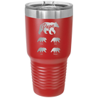 Personalized red 30 oz vacuum insulated tumbler with 'Papa Bear 4 baby bears' design