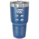Personalized royal blue 30 oz vacuum insulated tumbler with 'Papa Bear 4 baby bears' design
