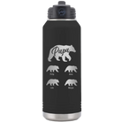 Personalized black 32 oz vacuum insulated water bottle with 'Papa Bear 4 baby bears' design