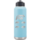 Personalized light blue 32 oz vacuum insulated water bottle with 'Papa Bear 4 baby bears' design