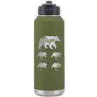 Personalized olive green 32 oz vacuum insulated water bottle with 'Papa Bear 4 baby bears' design