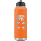 Personalized orange 32 oz vacuum insulated water bottle with 'Papa Bear 4 baby bears' design