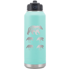 Personalized teal 32 oz vacuum insulated water bottle with 'Papa Bear 4 baby bears' design