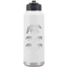 Personalized white 32 oz vacuum insulated water bottle with 'Papa Bear 4 baby bears' design