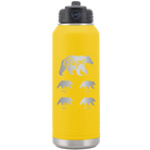Personalized yellow 32 oz vacuum insulated water bottle with 'Papa Bear 4 baby bears' design