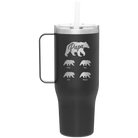 Personalized black 40 oz vacuum insulated tumbler mug with 'Papa Bear 4 baby bears' design