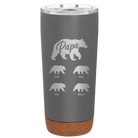 Personalized storm gray 20 oz vacuum insulated tumbler with 'Papa Bear 4 baby bears' design