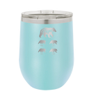 Personalized light blue 12 oz vacuum insulated wine cup with 'Papa Bear 4 baby bears' design