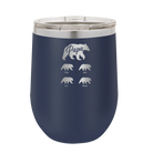 Personalized navy 12 oz vacuum insulated wine cup with 'Papa Bear 4 baby bears' design