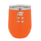Personalized orange 12 oz vacuum insulated wine cup with 'Papa Bear 4 baby bears' design