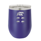 Personalized purple 12 oz vacuum insulated wine cup with 'Papa Bear 4 baby bears' design