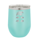 Personalized teal 12 oz vacuum insulated wine cup with 'Papa Bear 4 baby bears' design