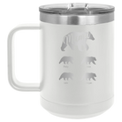 Personalized white 15 oz vacuum insulated coffee mug with 'Mama Bear 4 baby bears' design