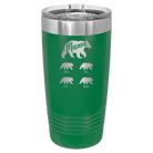 Personalized green 20 oz vacuum insulated tumbler with 'Mama Bear 4 baby bears' design