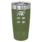 Personalized olive green 20 oz vacuum insulated tumbler with 'Mama Bear 4 baby bears' design