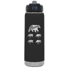 Personalized black 20 oz vacuum insulated water bottle with 'Mama Bear 4 baby bears' design
