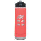 Personalized coral 20 oz vacuum insulated water bottle with 'Mama Bear 4 baby bears' design