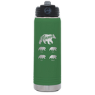 Personalized green 20 oz vacuum insulated water bottle with 'Mama Bear 4 baby bears' design