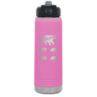 Personalized light purple 20 oz vacuum insulated water bottle with 'Mama Bear 4 baby bears' design