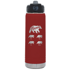 Personalized maroon 20 oz vacuum insulated water bottle with 'Mama Bear 4 baby bears' design