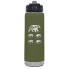 Personalized olive green 20 oz vacuum insulated water bottle with 'Mama Bear 4 baby bears' design