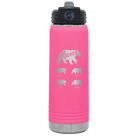 Personalized pink 20 oz vacuum insulated water bottle with 'Mama Bear 4 baby bears' design