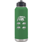 Personalized green 32 oz vacuum insulated water bottle with 'Mama Bear 4 baby bears' design