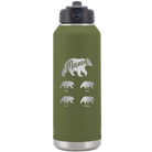 Personalized olive green 32 oz vacuum insulated water bottle with 'Mama Bear 4 baby bears' design