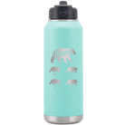 Personalized teal 32 oz vacuum insulated water bottle with 'Mama Bear 4 baby bears' design