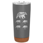 Personalized storm gray 20 oz vacuum insulated tumbler with 'Mama Bear 4 baby bears' design