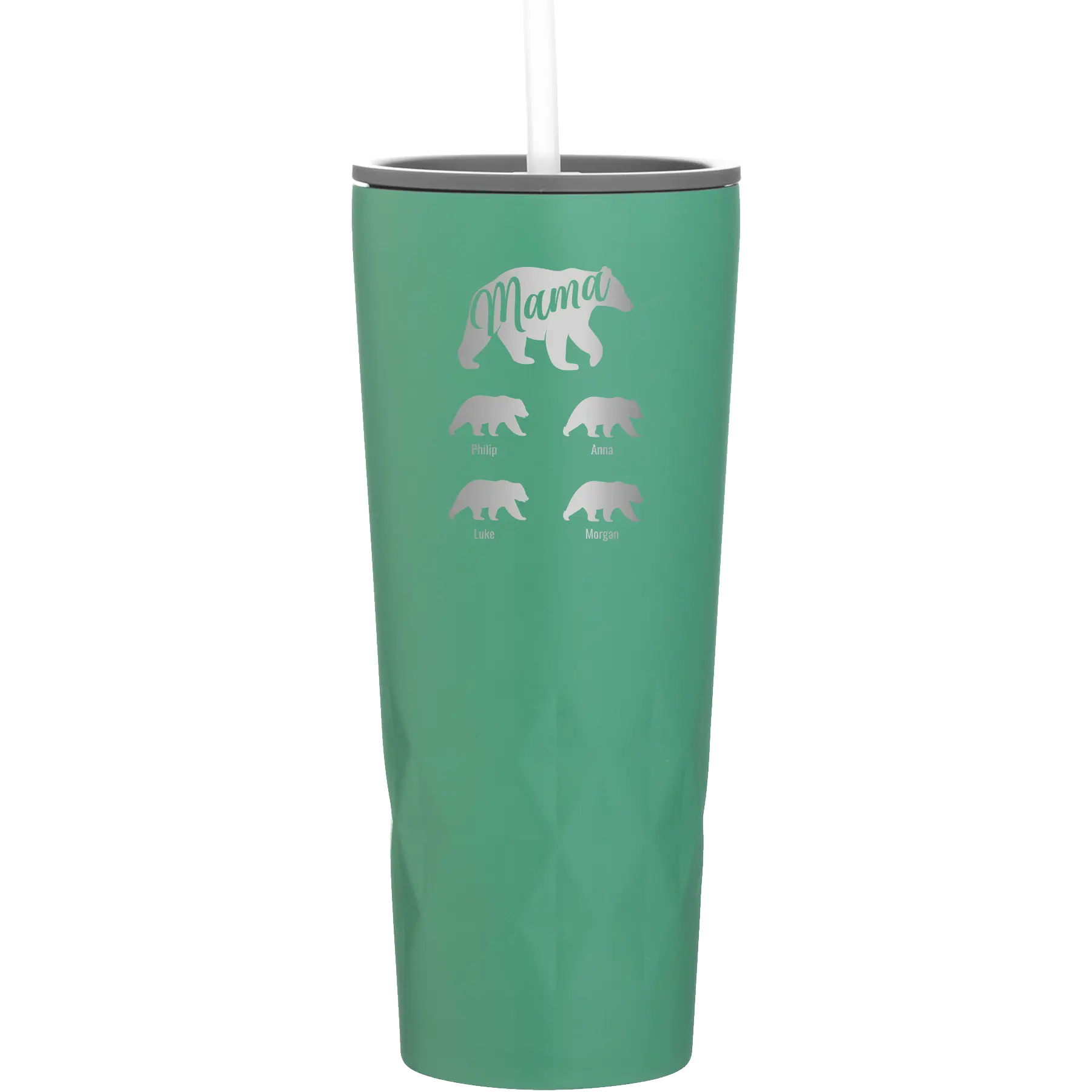 Personalized forage 20 oz vacuum insulated tumbler with 'Mama Bear 4 baby bears' design