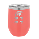 Personalized coral 12 oz vacuum insulated wine cup with 'Mama Bear 4 baby bears' design