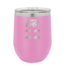 Personalized light purple 12 oz vacuum insulated wine cup with 'Mama Bear 4 baby bears' design
