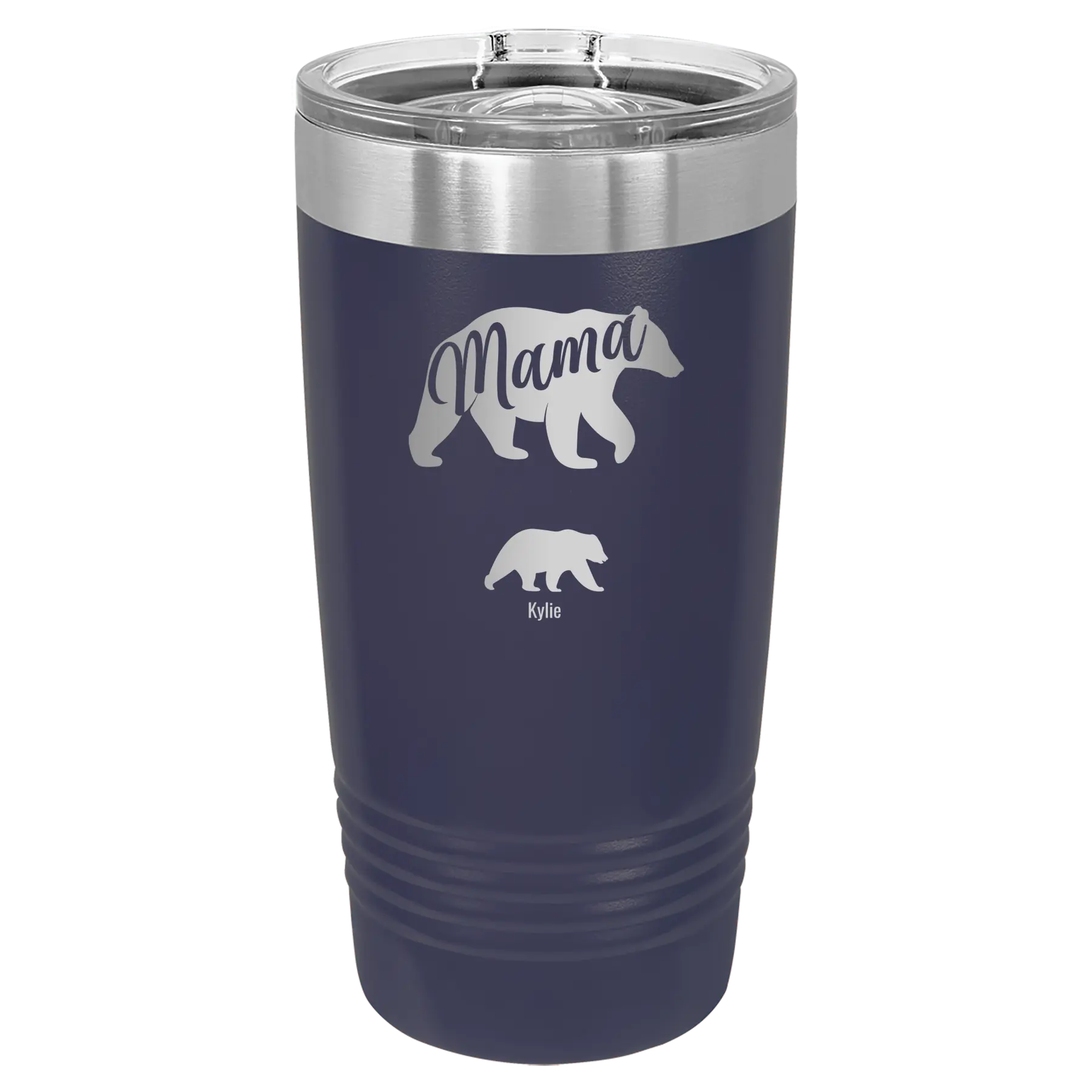 Personalized navy 20 oz vacuum insulated tumbler with 'Mama Bear 1 Baby Bear' design