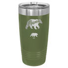 Personalized olive green 20 oz vacuum insulated tumbler with 'Mama Bear 1 Baby Bear' design
