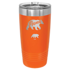 Personalized orange 20 oz vacuum insulated tumbler with 'Mama Bear 1 Baby Bear' design