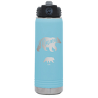 Personalized light blue 20 oz vacuum insulated water bottle with 'Mama Bear 1 Baby Bear' design