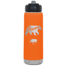 Personalized orange 20 oz vacuum insulated water bottle with 'Mama Bear 1 Baby Bear' design