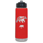 Personalized red 20 oz vacuum insulated water bottle with 'Mama Bear 1 Baby Bear' design