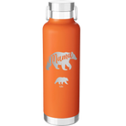 Personalized orange 24 oz vacuum insulated water bottle with 'Mama Bear 1 Baby Bear' design