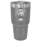 Personalized dark gray 30 oz vacuum insulated tumbler with 'Mama Bear 1 Baby Bear' design
