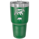 Personalized green 30 oz vacuum insulated tumbler with 'Mama Bear 1 Baby Bear' design