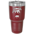 Personalized maroon 30 oz vacuum insulated tumbler with 'Mama Bear 1 Baby Bear' design