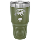 Personalized olive green 30 oz vacuum insulated tumbler with 'Mama Bear 1 Baby Bear' design
