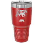 Personalized red 30 oz vacuum insulated tumbler with 'Mama Bear 1 Baby Bear' design